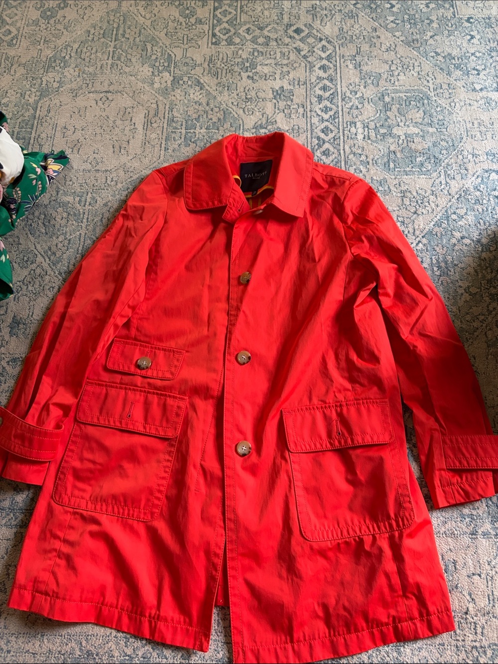 Talbots Orange Raincoat with Patch Pockets